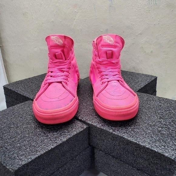 Vans Old Skool Hi Top Pink Sneakers Women's 7 Men 5.5 Shoes - Picture 13 of 14